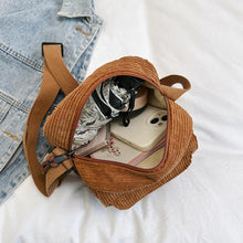 Load image into Gallery viewer, Women's Corduroy Shoulder Bag with Zipper