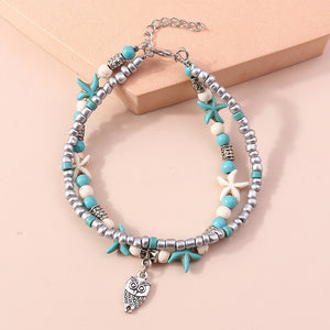 Sea turtle Anklet Starfish Turquoise