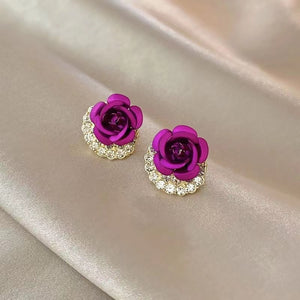 Diamond Rose Earrings