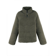 Load image into Gallery viewer, Zipper Collar Faux Fur Teddy Pullover