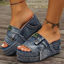 Load image into Gallery viewer, Denim-sandaler for kvinner