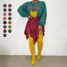 Load image into Gallery viewer, Women's Plaid Print Asymmetrical Hem Skirt