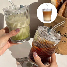 Load image into Gallery viewer, Glass Cup with Straw &amp; Lid
