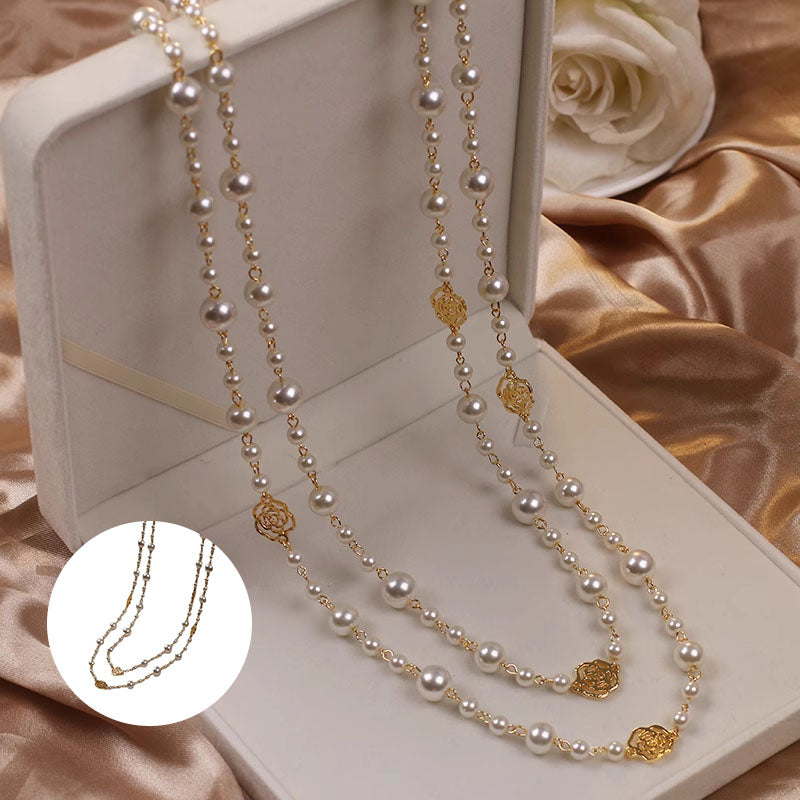 Pearl Flower Long Necklace
