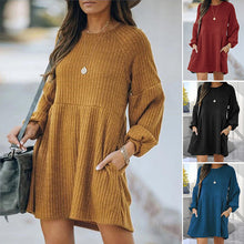 Load image into Gallery viewer, New autumn and winter knitted long-sleeved dress