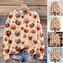 Load image into Gallery viewer, Christmas Cute Little Turkeys Print Knit Pullover Sweater