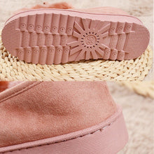 Load image into Gallery viewer, Faux Fur Suede Bowknot Warm Slip On Slippers