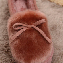 Load image into Gallery viewer, Faux Fur Suede Bowknot Warm Slip On Slippers