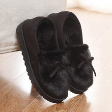 Load image into Gallery viewer, Faux Fur Suede Bowknot Warm Slip On Slippers