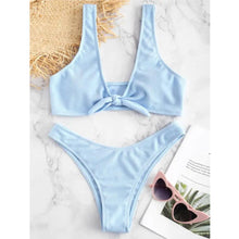 Load image into Gallery viewer, Tie Front Ribbed Swimsuit