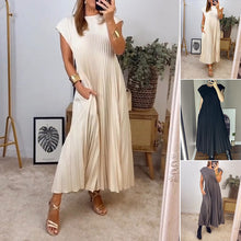 Load image into Gallery viewer, Women Pleated Simple Solid Color Dress