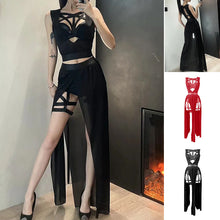 Load image into Gallery viewer, Gothic Bandaged Corset Bustier Top Cutout High Split Mesh Sets