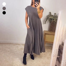 Load image into Gallery viewer, Women Pleated Simple Solid Color Dress