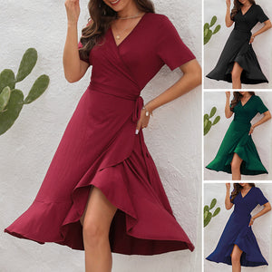 V-Neck High Waist Dress
