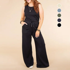 Sleeveless Solid Color Jumpsuit