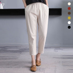 Cotton Linen Ankle Length Harem Pants