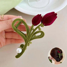 Load image into Gallery viewer, Elegant Velvet Tulip Hair Claw Clip