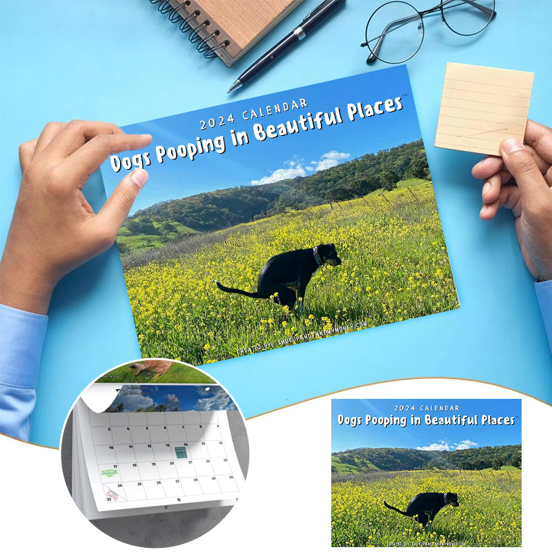 Pre-Sale>>2024 Dogs Pooping in Beautiful Places Calendar