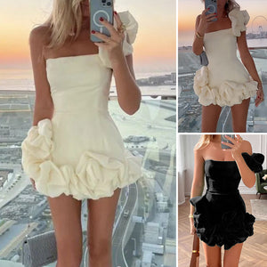 Rose Pleated Mini Dress