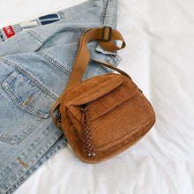 Load image into Gallery viewer, Women's Corduroy Shoulder Bag with Zipper