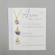 Load image into Gallery viewer, Natural Stone Crystal Zodiac Necklace