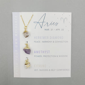 Natural Stone Crystal Zodiac Necklace