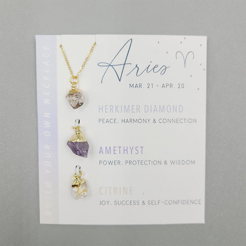 Natural Stone Crystal Zodiac Necklace