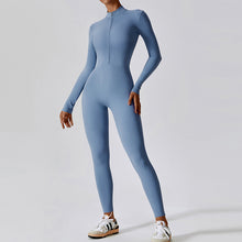 Load image into Gallery viewer, Women's Solid Zip Up Long Sleeve Sports Jumpsuit