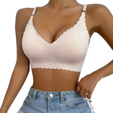 Load image into Gallery viewer, Women&#39;s Solid Scallop Trim Wireless Push Up Bra