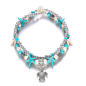 Sea turtle Anklet Starfish Turquoise