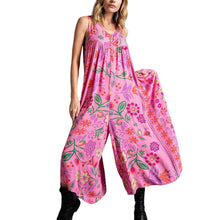 Load image into Gallery viewer, Vintage Floral Print Loose Sleeveless Jumpsuit