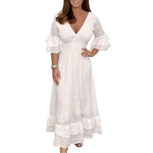 Load image into Gallery viewer, Embroidery Anglaise Frill Sleeve Midi Dress