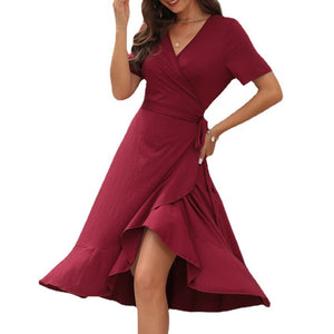 V-Neck High Waist Dress