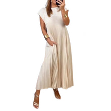 Load image into Gallery viewer, Women Pleated Simple Solid Color Dress