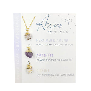 Natural Stone Crystal Zodiac Necklace