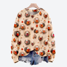 Load image into Gallery viewer, Christmas Cute Little Turkeys Print Knit Pullover Sweater