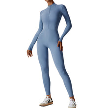 Load image into Gallery viewer, Women's Solid Zip Up Long Sleeve Sports Jumpsuit