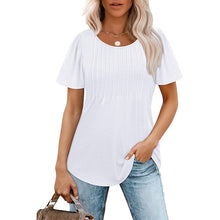 Load image into Gallery viewer, Elegant Pleated Round-Neck T-Shirt for Women