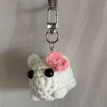 Load image into Gallery viewer, Cute Sad Crochet Hamster Keyring