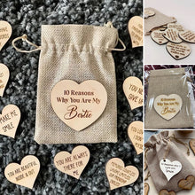 Load image into Gallery viewer, 10 Reasons Why You Are My Bestie Jute Bag With Hearts