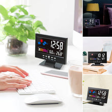 Load image into Gallery viewer, Digital LED Temperature Humidity Monitor Alarm Clock