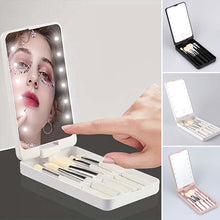 Load image into Gallery viewer, Travel Makeup Brush Set With LED Light Mirror