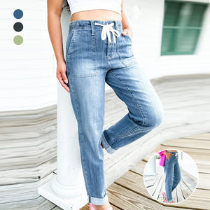 Blue Pull On Denim Joggers
