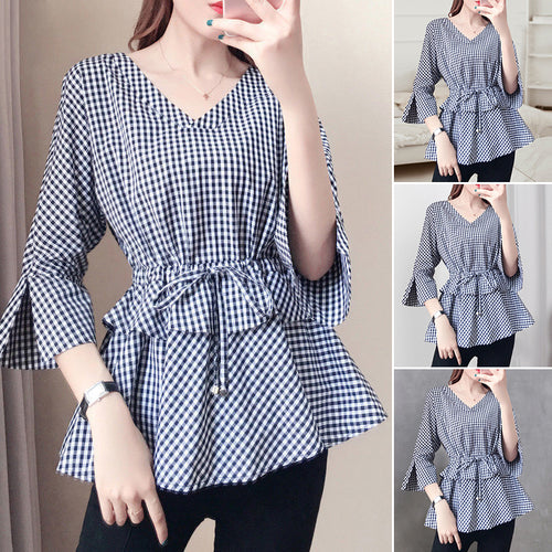 Black and White Plaid Narrow Waist Shirt