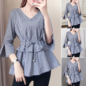 Black and White Plaid Narrow Waist Shirt