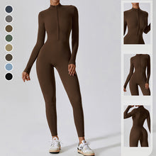 Load image into Gallery viewer, Women's Solid Zip Up Long Sleeve Sports Jumpsuit