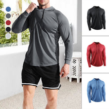 Load image into Gallery viewer, Men's Solid Long Sleeve Drawstring Hoodie Tee