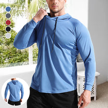 Load image into Gallery viewer, Men's Solid Long Sleeve Drawstring Hoodie Tee