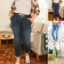 Load image into Gallery viewer, Blue Pull On Denim Joggers