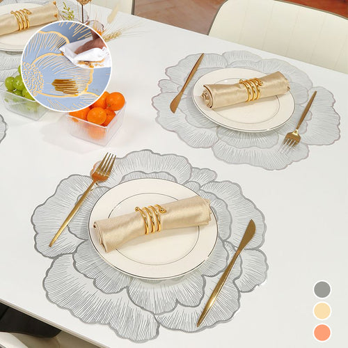 Hollow Out Flower Design Round Placemat Set